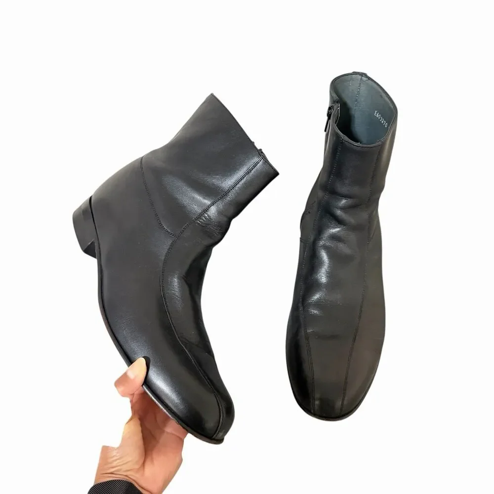 Vintage Premium Quality Chelsea Style Black Leather Zipper Boots Mens  10.5D
